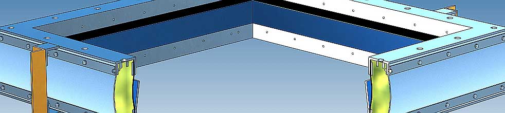 Rectangular EPDM acoustic flexible connections - Model 513 and 514 industrial grade, all welded construction - dB Noise Reduction